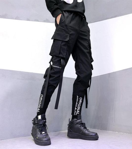 

godlikeu streetwear ribbons pockets harem pants men spring summer casual sweatpants hip hop slim fit black pencil joggers7245239