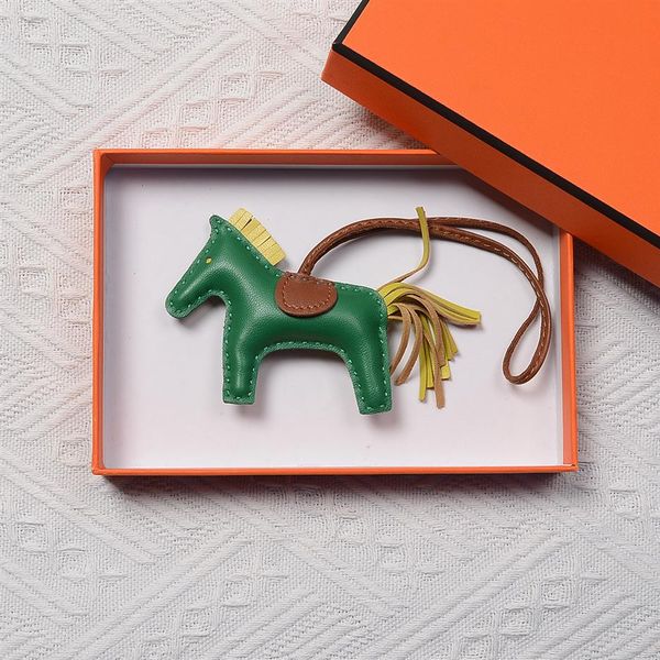 

classic women's bag pendant high-end handmade leather car key chain horse pendant meta with box289h, Black