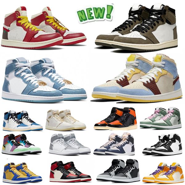 

2023 jumpman 1 basketball shoes 1s university blue hyper royal patent bred dark mocha smoke grey chicago unc men women sneakers sports outdo