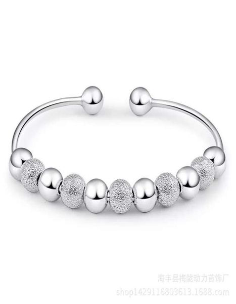 

925 sterling silver items jewelry petty polished beads charm bracelets bangle chinese lucky blessing open design9571314, Black