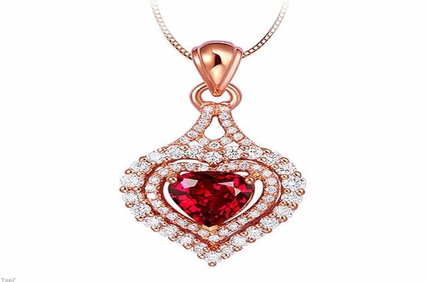 

crystal womens necklaces pendant full diamond love shaped red heartshaped gold silver plated6889654