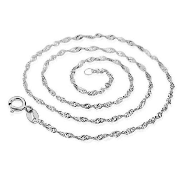 

925 sterling silver overlay necklace chain white gold wedding bridal water necklace link chain for womenlaides 20pcs brand new f6900193