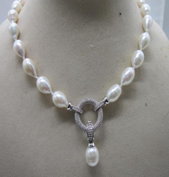 

hand knotted natural 45cm 1113mm white natural rice freshwater pearl necklace pendant elegant clasp5401236, Silver