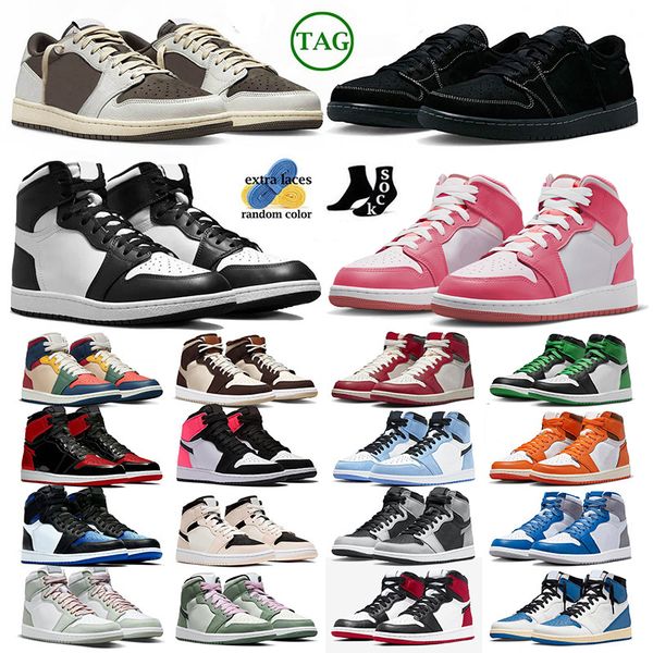 

jumpman 1 1s basketball shoes mid pink panda black white 85 high lucky green low black phantom reverse mocha fragment mens sneakers trainers
