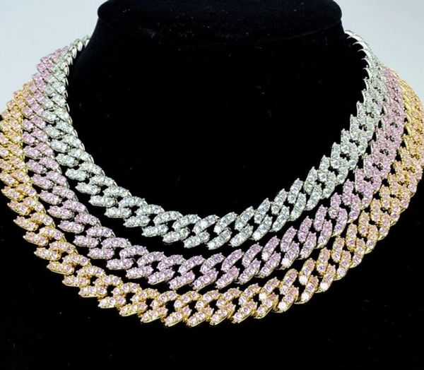 

10mm 1824inch gold silver color micro paved bling cz miami cuban chains necklaces hiphop mens women bling chain jewelry gift9469383