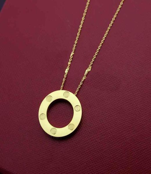 

3 colors stainless steel gold necklace ring nail pattern pendant classic love designer necklaces fashion jewelry party6225083, Silver