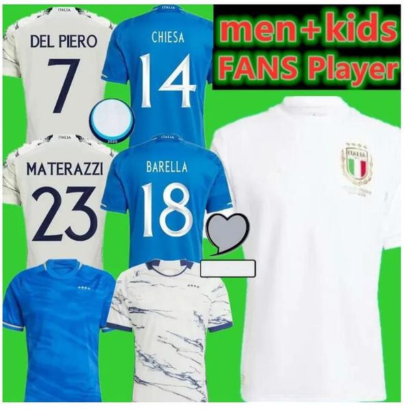 

italia fans player 2023 bonucci soccer jerse jorginho insigne verratti men kids football shirts chiesa barella chiellini pellegrini italys 1, Black;yellow