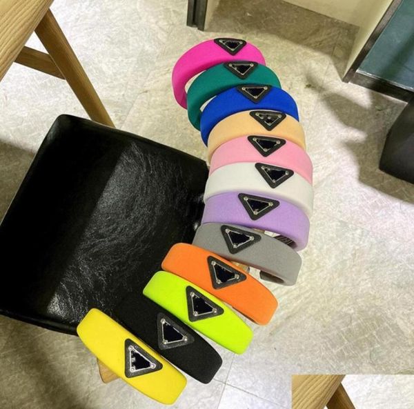 

headbands luxury designer triangle letter sponge headbands hair bands for women girl brand elastic letters p headband candy color 3935971, Silver