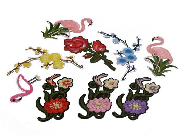 

20pcs wholeretail to order embroidered iron on patch rose florwers flamingo patches applique3719780, Black