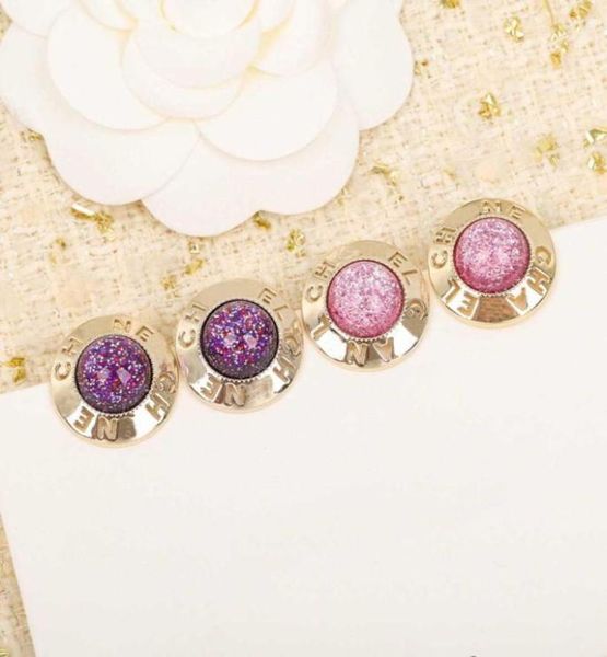 

2022 classice round shape charm stud earring hollow design and purple pink crystal beads for women wedding jewelry gift have stamp9008373, Golden