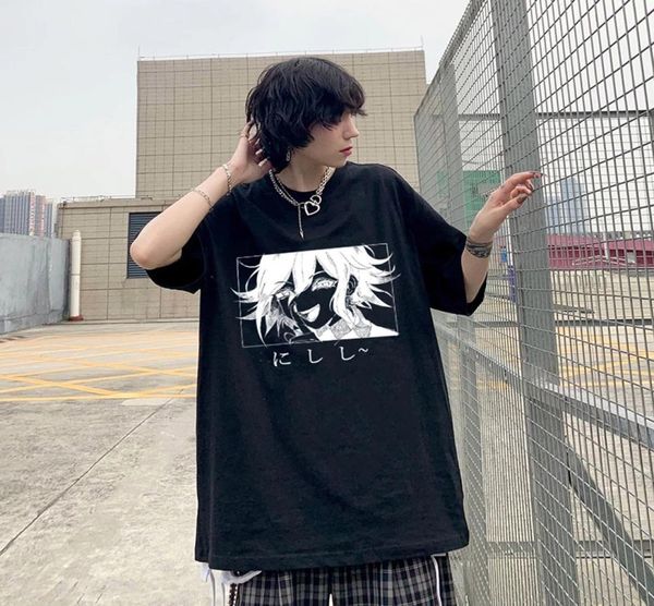 

japanese anime ouma kokichi t shirt oversize comics men cartoon short sleeve tshirt harajuku graphic tee streetwear 7617379, White;black