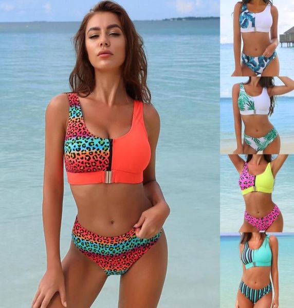 

2020 new european and american bikini zip split swimsuits beach swims9859679