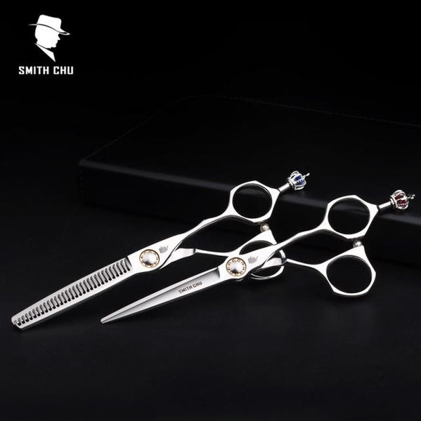 

smith chu crown xl156 6 inch 440c stainless professional salon barbers thinning scissors hairdress scissors sets6659789