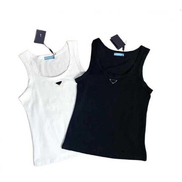 

womens tanks camis designer new classic triangle simple basic slim versatile round neck vest, White