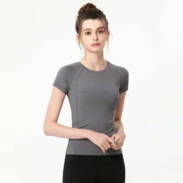 

lull women yoga outfit short sleeve crew neck breathable seamless fintness gym short summer