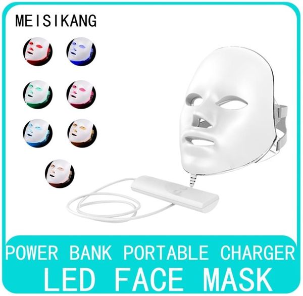 

meisikang portable rechargeable 7 colors led mask with skin rejuvenation infrared pon light therapy beauty machine 2202181037573