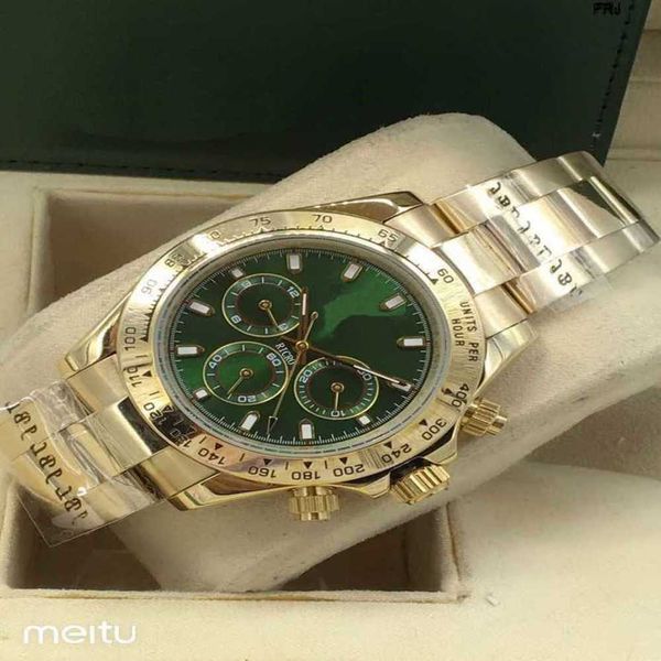 

rolaxs watch mens master design sports style automatic movement gold stainless steel case green dial folding b yzu8, Slivery;golden