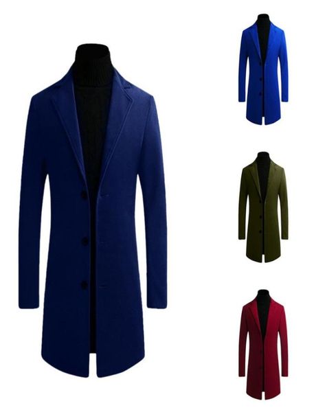 

winter wool coat men long slim fit warm casual trench jacket male solid single breasted blends coat jacket 5xl2038038, Black