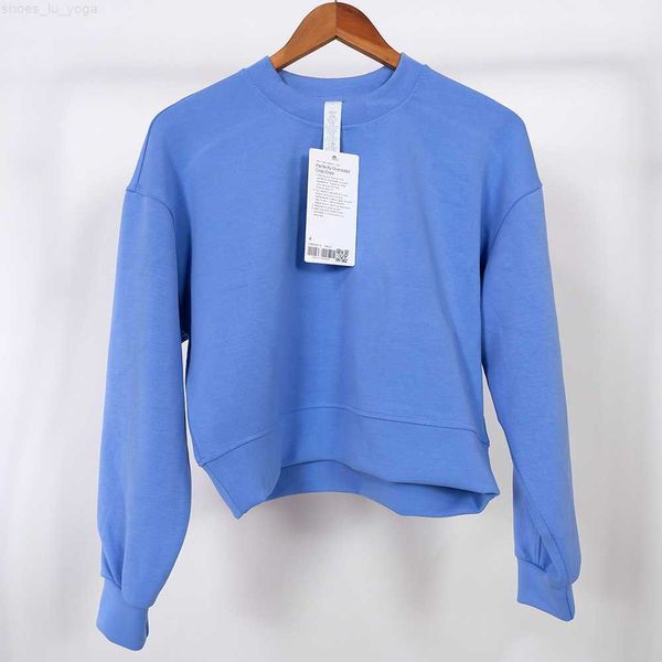 

lu women yoga outfit perfectly oversized sweatshirts sweater loose long sleeve crop fitness workout crew neck blouse 6 colors