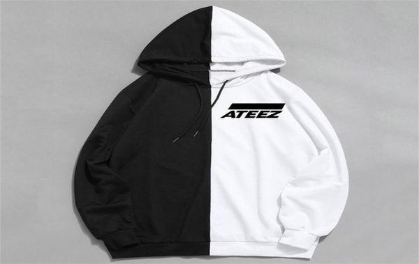 

kpop ateez design men women hoodies hoody sweatshirt brand spring autumn streetwear patchwork sudaderas clothing y203176212, Black