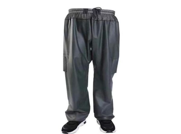 

men039s pants grass green man thick pvc trousers waterproof loosen easy drop off elastic waist rainproof5291080, Black