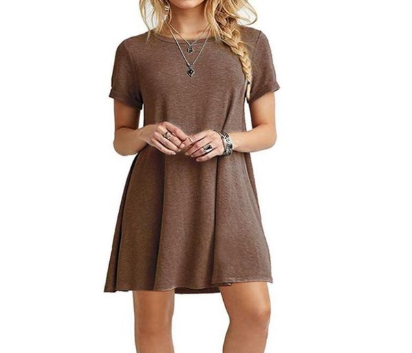 

women casual bohemian dresses crew neck swing loose tshirt fit comfy flowy cute swing tunic dress asymmetrical summer5283429, Black;gray