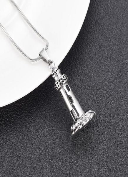 

lkj10012 the lighthouse cremation ashes turned into jewelry stainless steel men keepsake memorial urn pendant for dad1341147, Silver