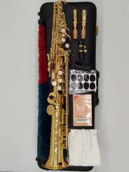 

high-quality professional soprano saxophone jazz instrument split tube body brass gold-plated professional tone saxo soprano