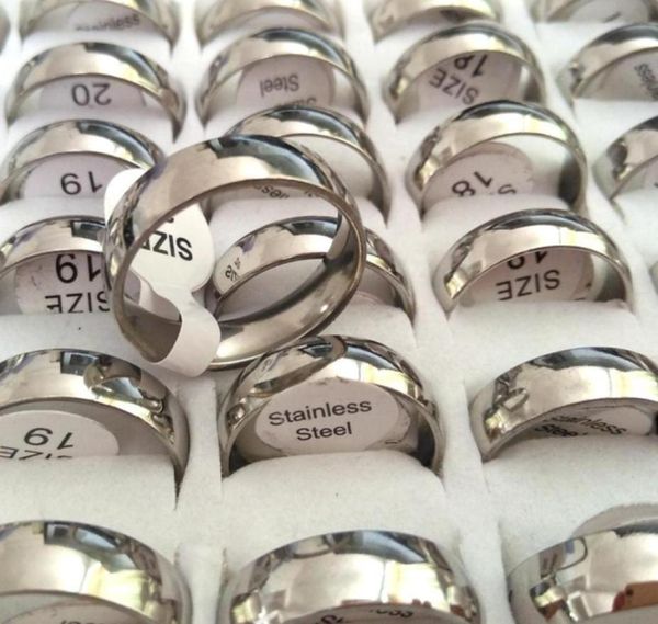 

bulk lots 100pcs high polished silver comfortfit 6mm band stainless steel wedding rings jewelry whole jewelry lots siz868784997194