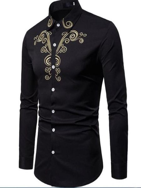 

brand fashion male shirt longsleeves embroidered casual high quailty mens dress shirts slim3356463, White;black