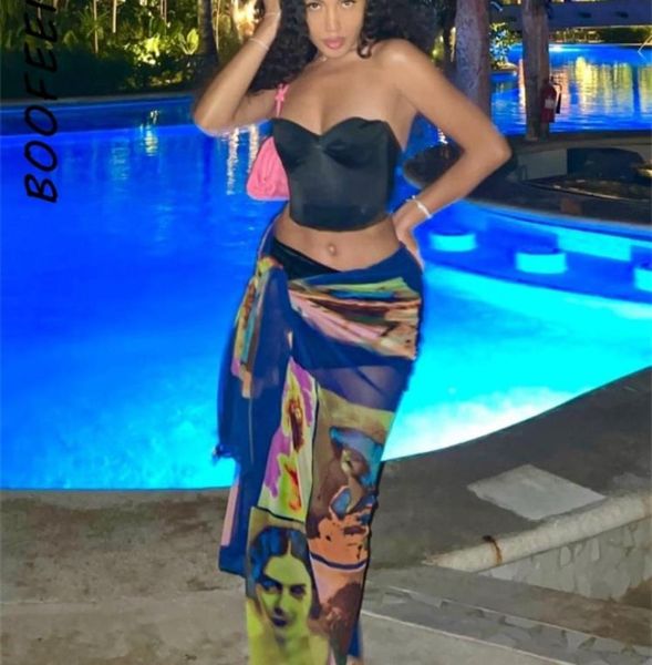 

boofeenaa vintage portrait print sheer mesh long skirts sarong beach wrap skirt cover ups vacation summer party outfits c96a2 229604216, Black