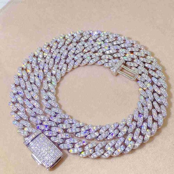 

moissanite hip hop jewelry 8mm cuban link chain 925 sterling silver moissanite chain cuban