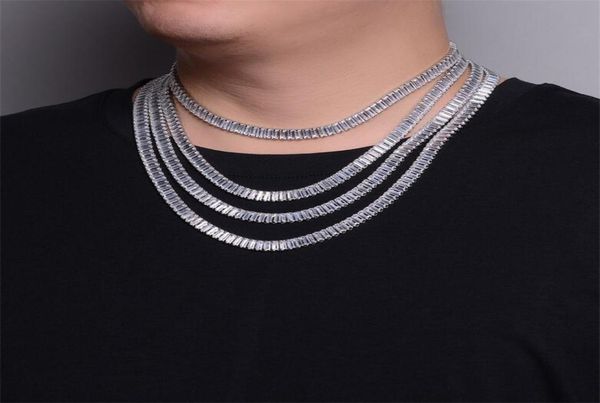 

hip hop cuba necklace luxury jewelry full princess cut white z cz diamond gemstones 18k gold fill women wedding charm necklace2580864, Silver