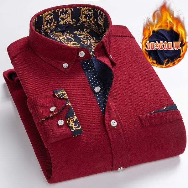 

men's casual shirts brand men corduroy warm winter shirt thick fleece lining thermal long sleeved bottoming mens dress 230822, White;black