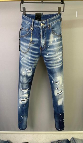 

2022 ds men jeans springsummer long slim pants fashion shorts motorcycle ripped jeans f398543552, Blue
