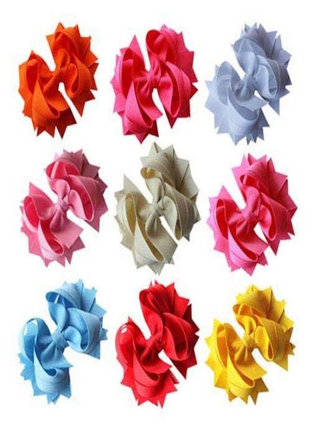 

45quot loopie layered boutique grosgrain clip hair bows headwear headdress 20pcs2266251, Slivery;white