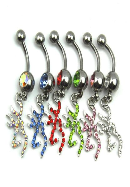 

d0070 browning deer belly navel button ring mix colors0125555771, Silver