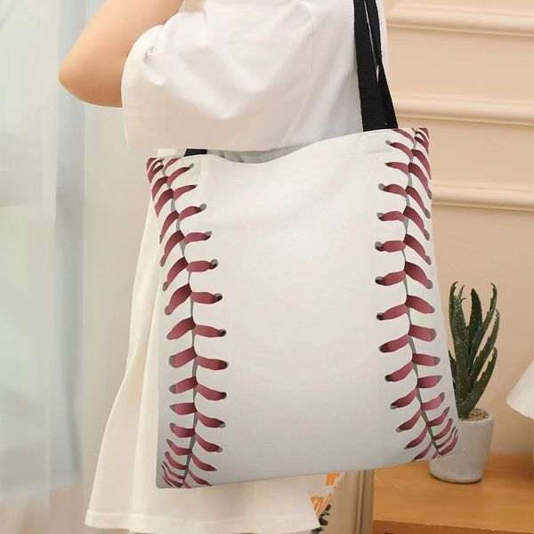 

super bowl-inspired baseball print canvas bag foldable portable tote bag handbag wholesale of creative advertising shopping bags