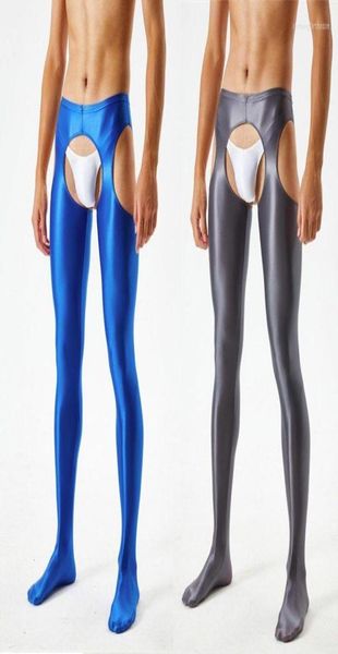 

women socks satin glossy japanese erotic lingerie stockings men shiny open crotch pantyhose silk tights party club panty8091681, Black;white