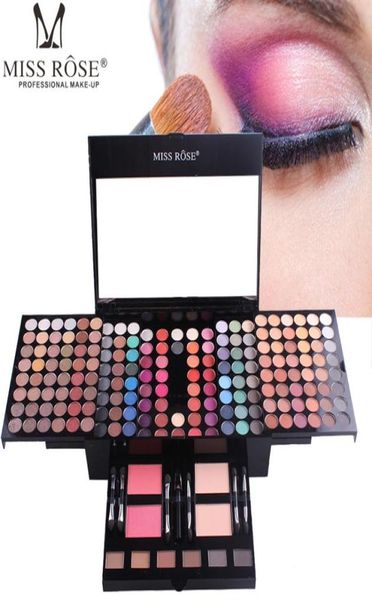 

miss rose makeup sets 180 color eyeshadow palette matte nude shimmer long lasting eye shadow palette with brush eyebrow powder blu9080777