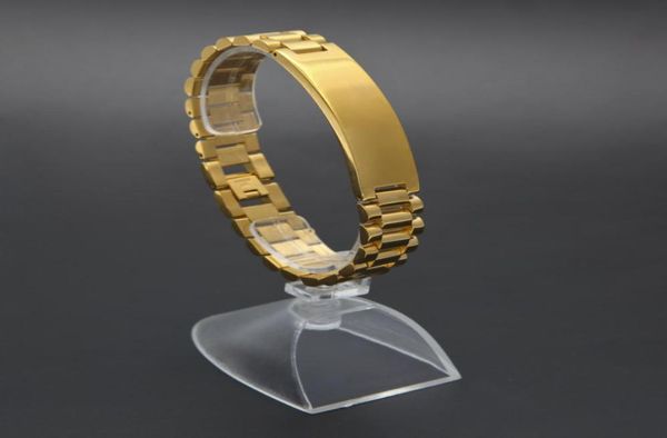 

21cm15cm 24k gold plated hiphop watchband president strap crown adjustable bracelet stainless steel large solid heavy bracelet b7465796, Black