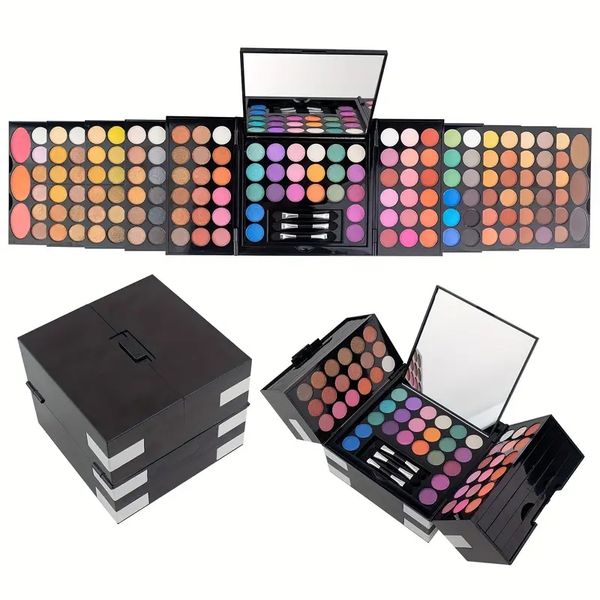 

148-colors magic cube makeup box, multifunctional makeup palette with 82-color pearly eyeshadow palette, 60-color matte eyeshadow, 3-color b