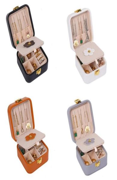 

travel jewelry box pu leather jewelry storage case portable jewellery display boxes ideal gift for girlfriend and wife with mirror1019764, Black;white