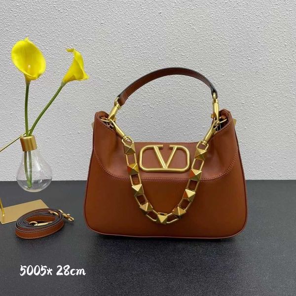 

v designer bags for ladies vametal punk underarm bag genuine leather women's bag versatile rivet chain one shoulder handbag casual dump