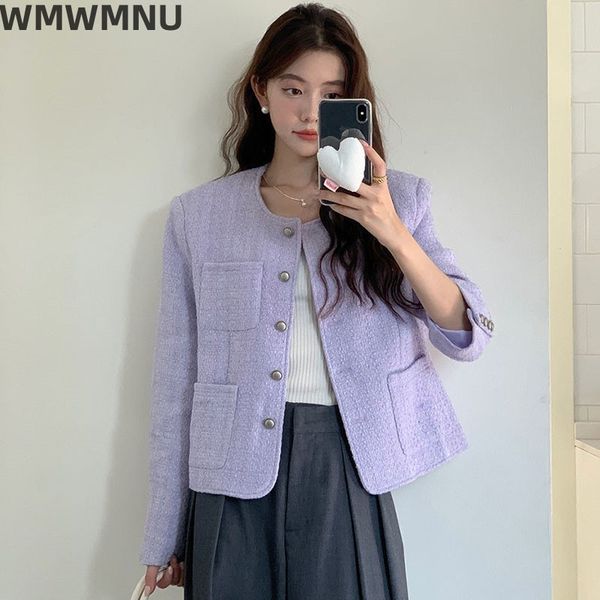 

women's jackets wool blend women tweed short jacket spring elegant woolen slim coat korean trend vintage chaquetas sweet streetwear jaq, Black;brown