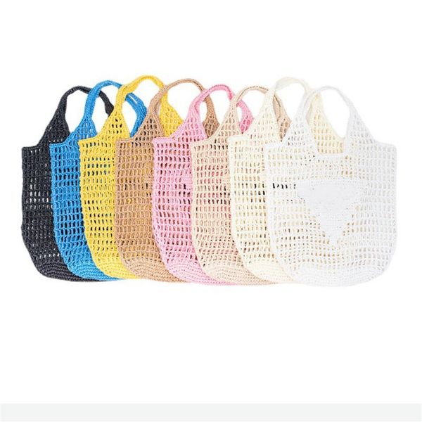 

designer fashion mesh hollow woven shopping bags for summer straw tote bag shoulder bag no box227x