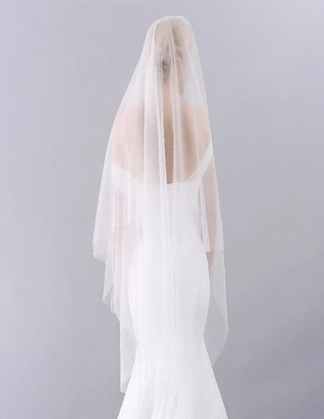 

bridal veils simple twolayers long tulle veil with comb wedding studio po waltz crystal decoration modeling accessories ivory3303022, Black