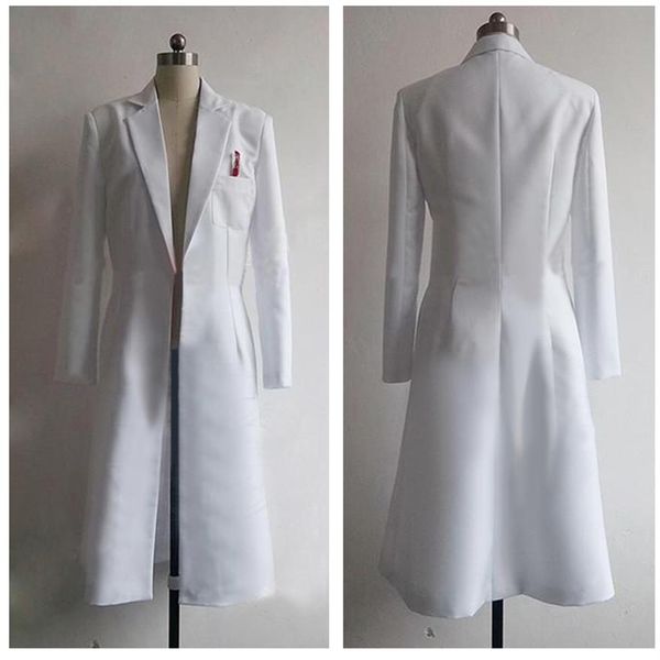 

steins gate okabe rintarou cosplay costumes long coat white jacket costume237u, Black;red