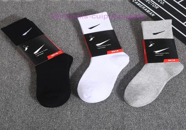 

fashion sports men039s socks classic hook brand medium tube solid men women basketball sweat absorbing breathable short boat so4261119, Black