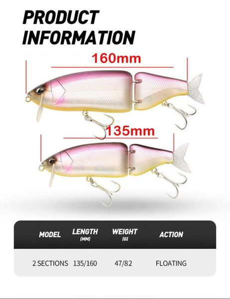 

johncoo predator fishing fishingfishing lures jointed bait 135mm 165mm swimbait fishing lure hard body floating lures bass pike fi2405533
